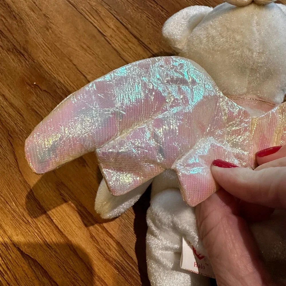 Ty Beanie Babies Halo Angel Bear Stuffed Animal Metallic Wings Collectible 1998
